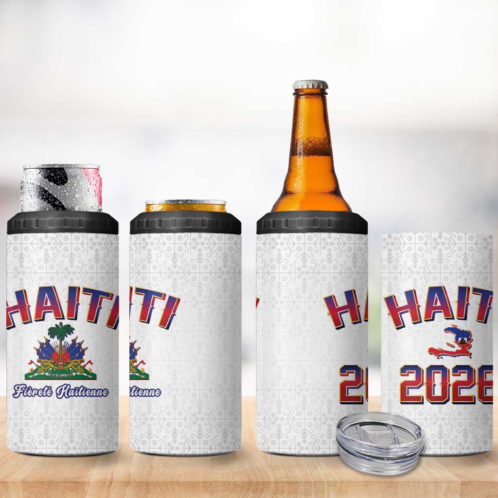 World Football Haiti 2026 4 in 1 Can Cooler Tumbler Haiti est de Retour White Voodoo Veve Spirits - Wonder Print Shop