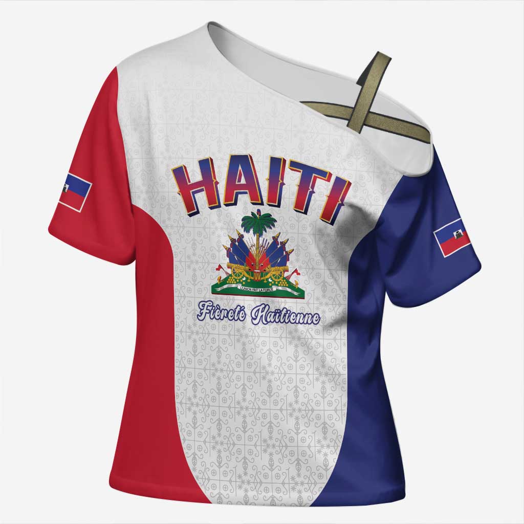 World Football Haiti 2026 Cross Shoulder Shirt Haiti est de Retour White Voodoo Veve Spirits - Wonder Print Shop