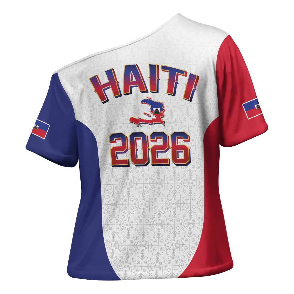 World Football Haiti 2026 Cross Shoulder Shirt Haiti est de Retour White Voodoo Veve Spirits - Wonder Print Shop