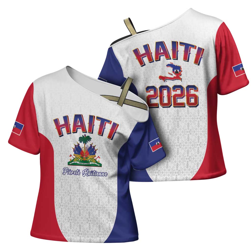 World Football Haiti 2026 Cross Shoulder Shirt Haiti est de Retour White Voodoo Veve Spirits - Wonder Print Shop