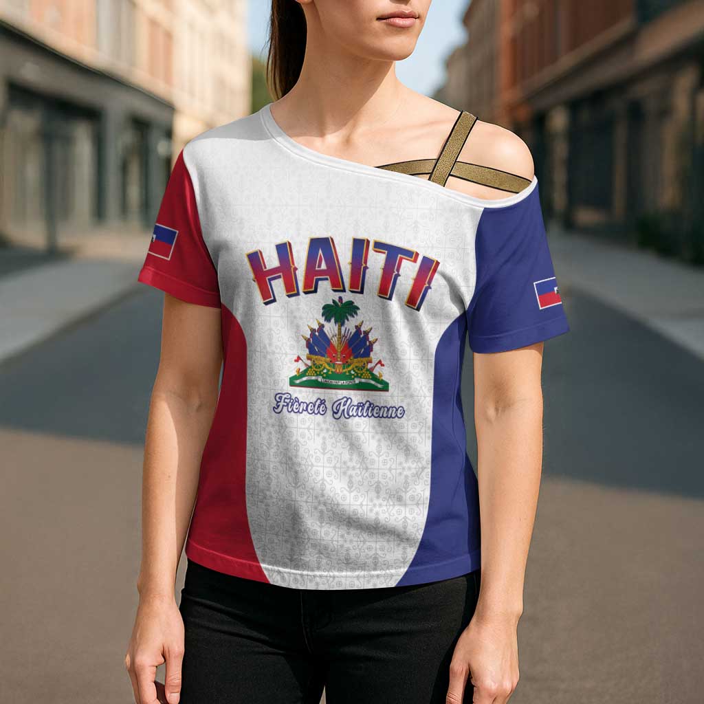 World Football Haiti 2026 Cross Shoulder Shirt Haiti est de Retour White Voodoo Veve Spirits - Wonder Print Shop