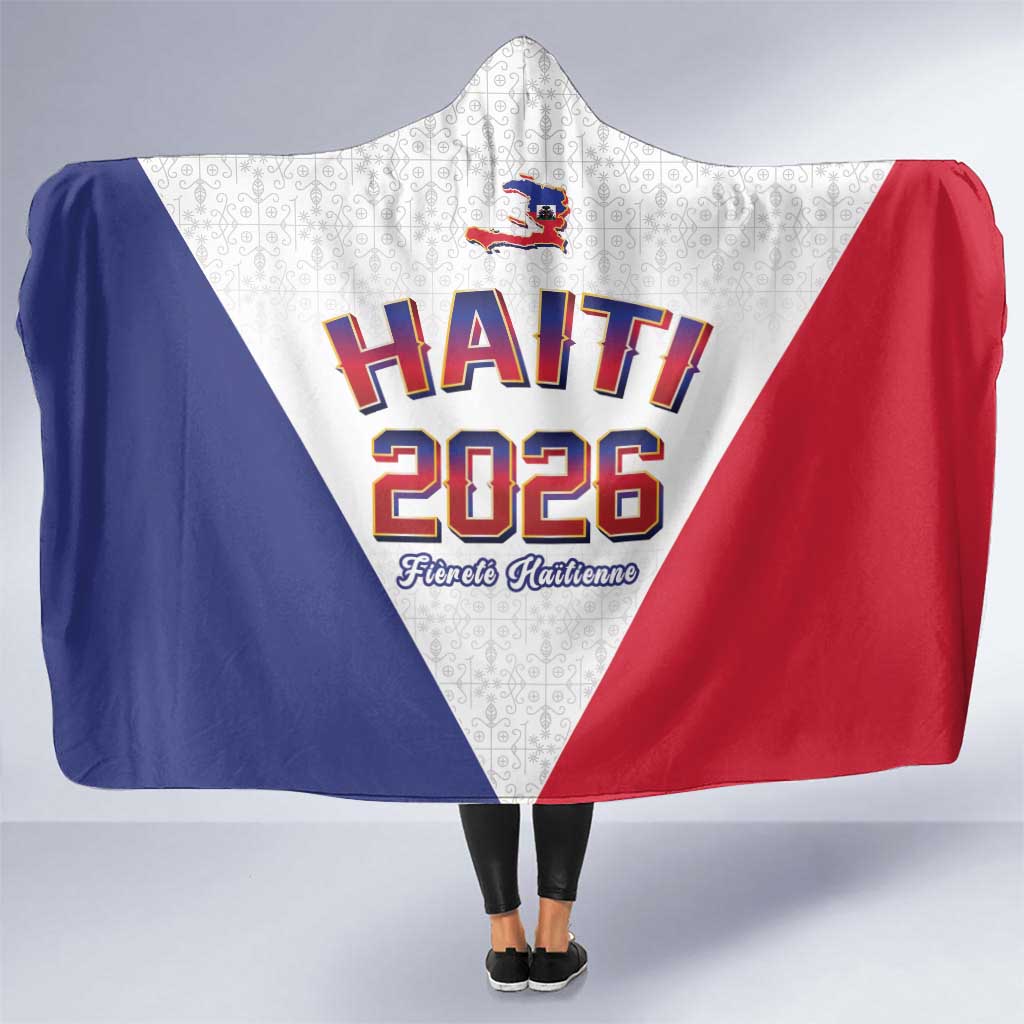 World Football Haiti 2026 Hooded Blanket Haiti est de Retour White Voodoo Veve Spirits - Wonder Print Shop