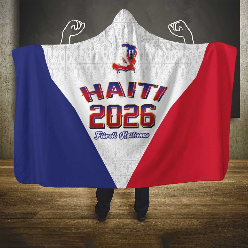 World Football Haiti 2026 Hooded Blanket Haiti est de Retour White Voodoo Veve Spirits - Wonder Print Shop