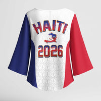 World Football Haiti 2026 Kimono Sleeve Blouse Haiti est de Retour White Voodoo Veve Spirits - Wonder Print Shop