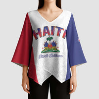 World Football Haiti 2026 Kimono Sleeve Blouse Haiti est de Retour White Voodoo Veve Spirits - Wonder Print Shop