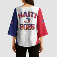 World Football Haiti 2026 Kimono Sleeve Blouse Haiti est de Retour White Voodoo Veve Spirits - Wonder Print Shop