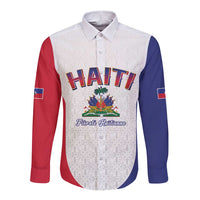 World Football Haiti 2026 Long Sleeve Button Shirt Haiti est de Retour White Voodoo Veve Spirits - Wonder Print Shop