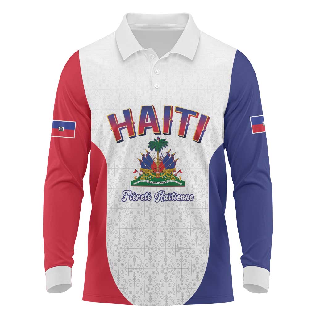 World Football Haiti 2026 Long Sleeve Polo Shirt Haiti est de Retour White Voodoo Veve Spirits - Wonder Print Shop