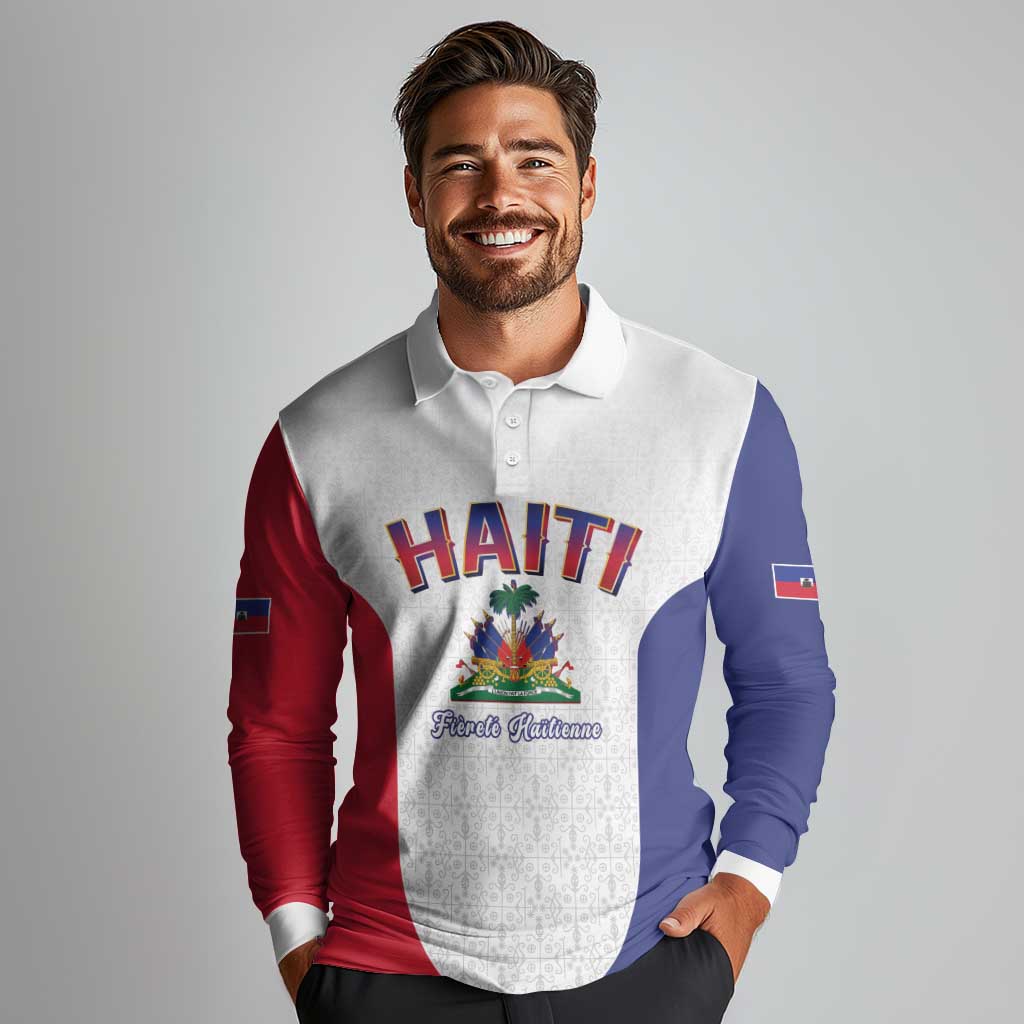 World Football Haiti 2026 Long Sleeve Polo Shirt Haiti est de Retour White Voodoo Veve Spirits - Wonder Print Shop