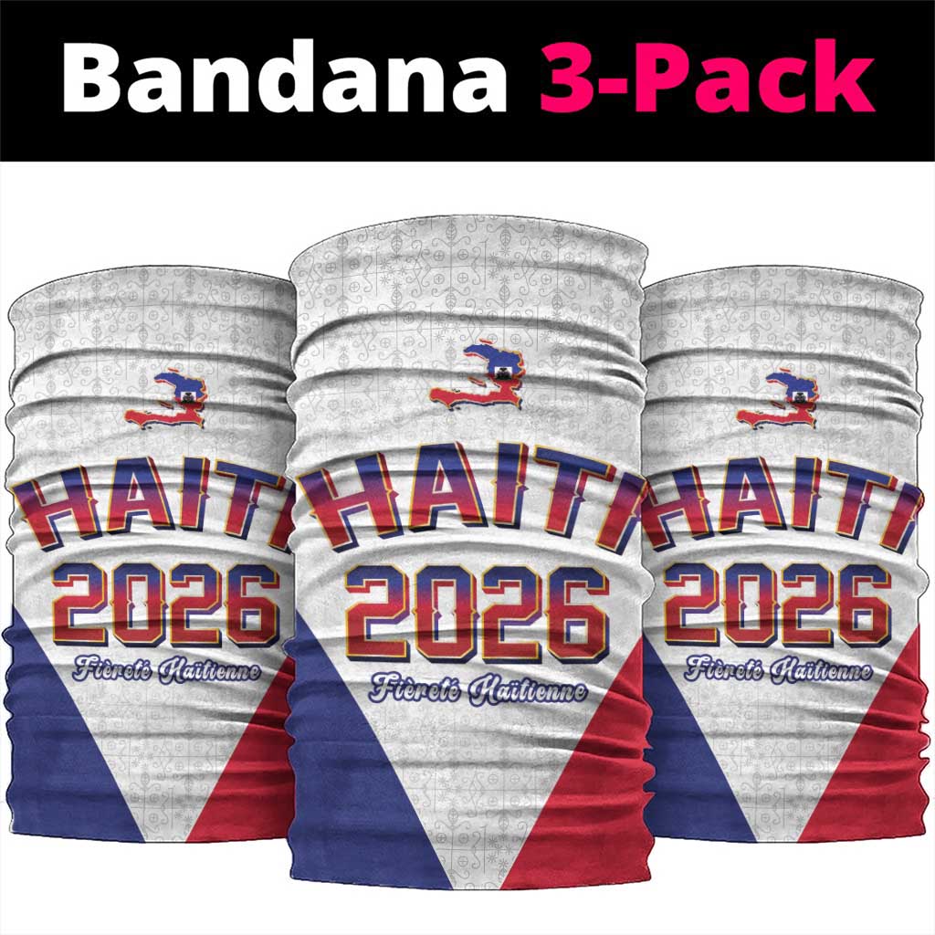 World Football Haiti 2026 Neck Gaiter Haiti est de Retour White Voodoo Veve Spirits - Wonder Print Shop