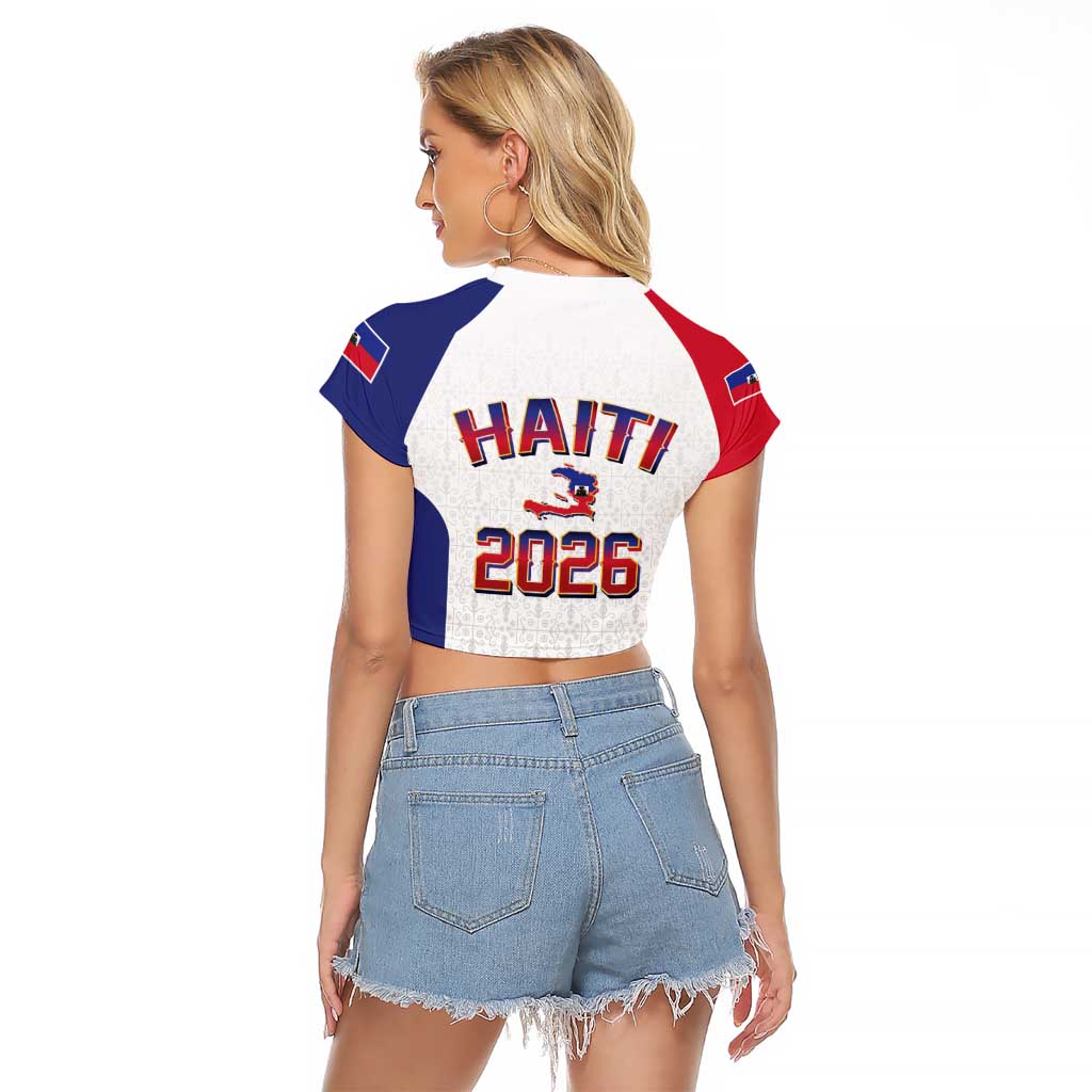 World Football Haiti 2026 Raglan Cropped T Shirt Haiti est de Retour White Voodoo Veve Spirits - Wonder Print Shop