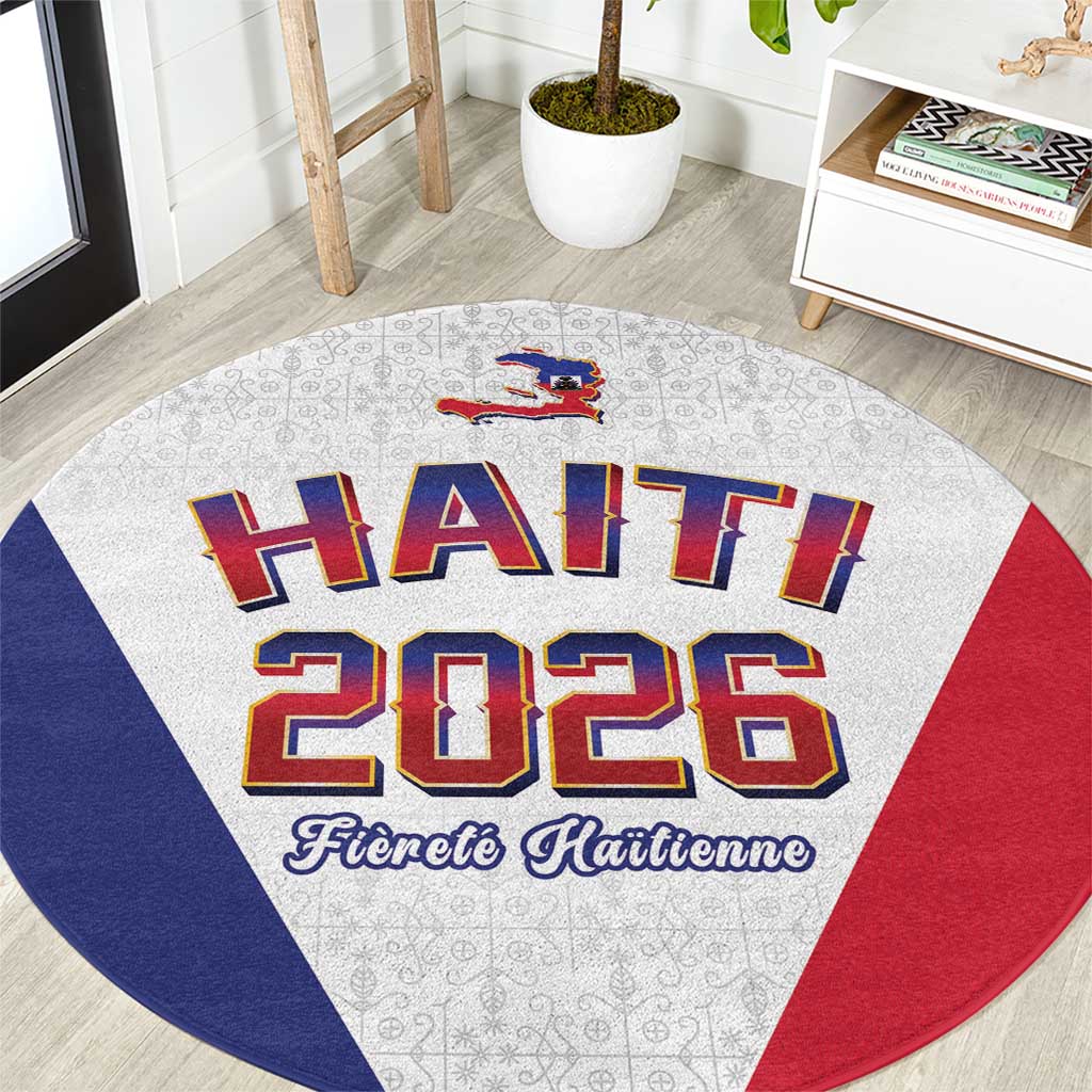World Football Haiti 2026 Round Carpet Haiti est de Retour White Voodoo Veve Spirits - Wonder Print Shop