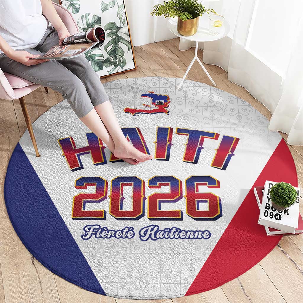 World Football Haiti 2026 Round Carpet Haiti est de Retour White Voodoo Veve Spirits - Wonder Print Shop