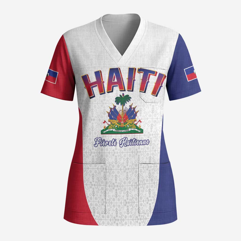 World Football Haiti 2026 Scrub Top Haiti est de Retour White Voodoo Veve Spirits - Wonder Print Shop