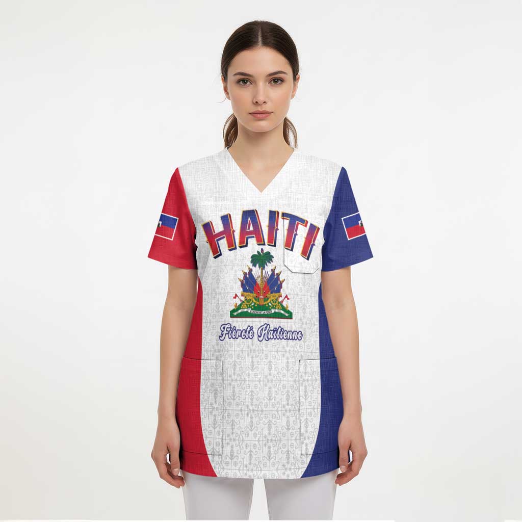 World Football Haiti 2026 Scrub Top Haiti est de Retour White Voodoo Veve Spirits - Wonder Print Shop