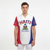 World Football Haiti 2026 Scrub Top Haiti est de Retour White Voodoo Veve Spirits - Wonder Print Shop