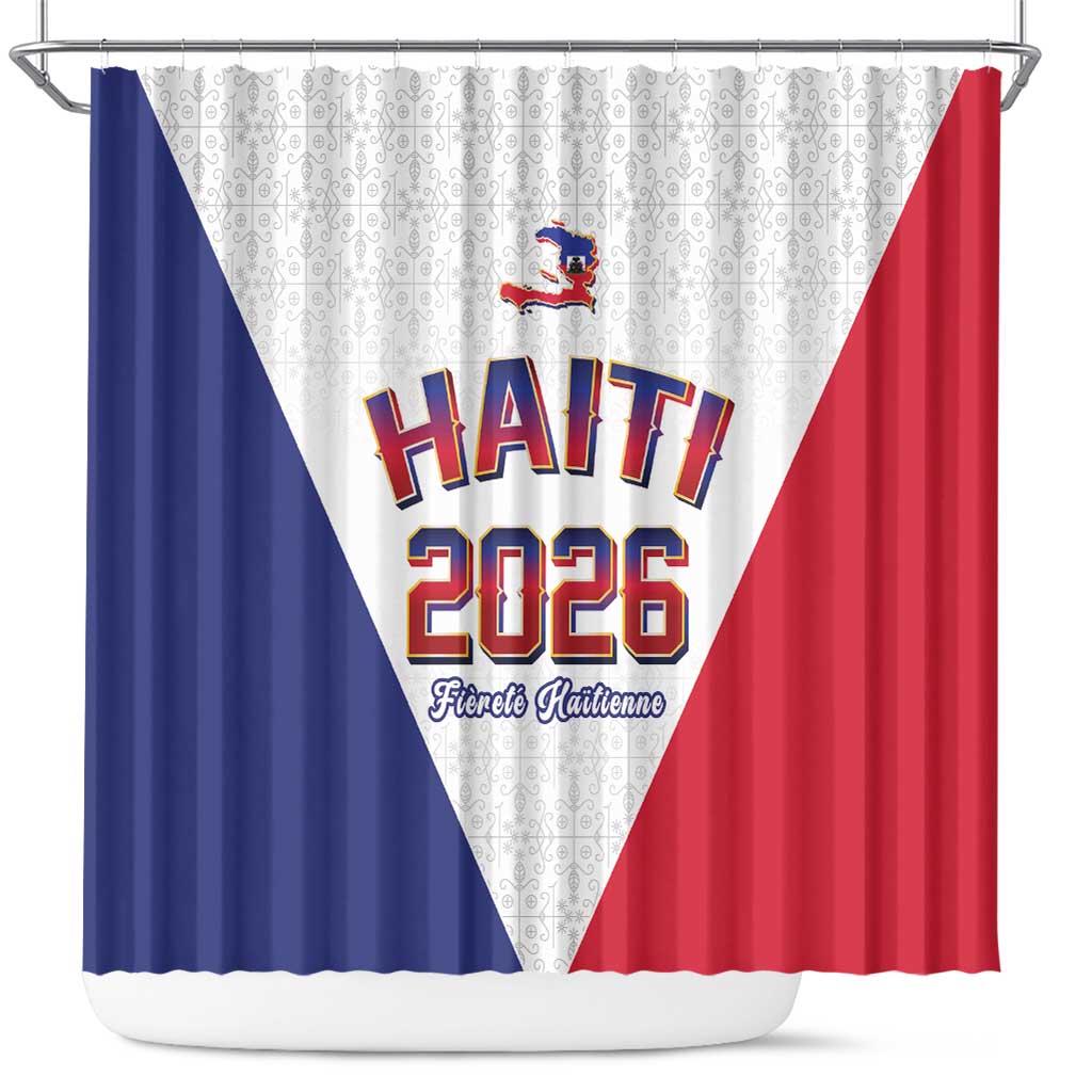 World Football Haiti 2026 Shower Curtain Haiti est de Retour White Voodoo Veve Spirits - Wonder Print Shop