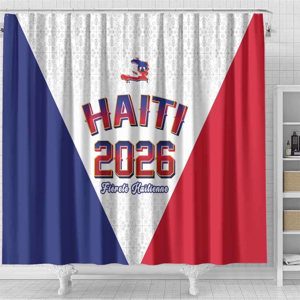 World Football Haiti 2026 Shower Curtain Haiti est de Retour White Voodoo Veve Spirits - Wonder Print Shop