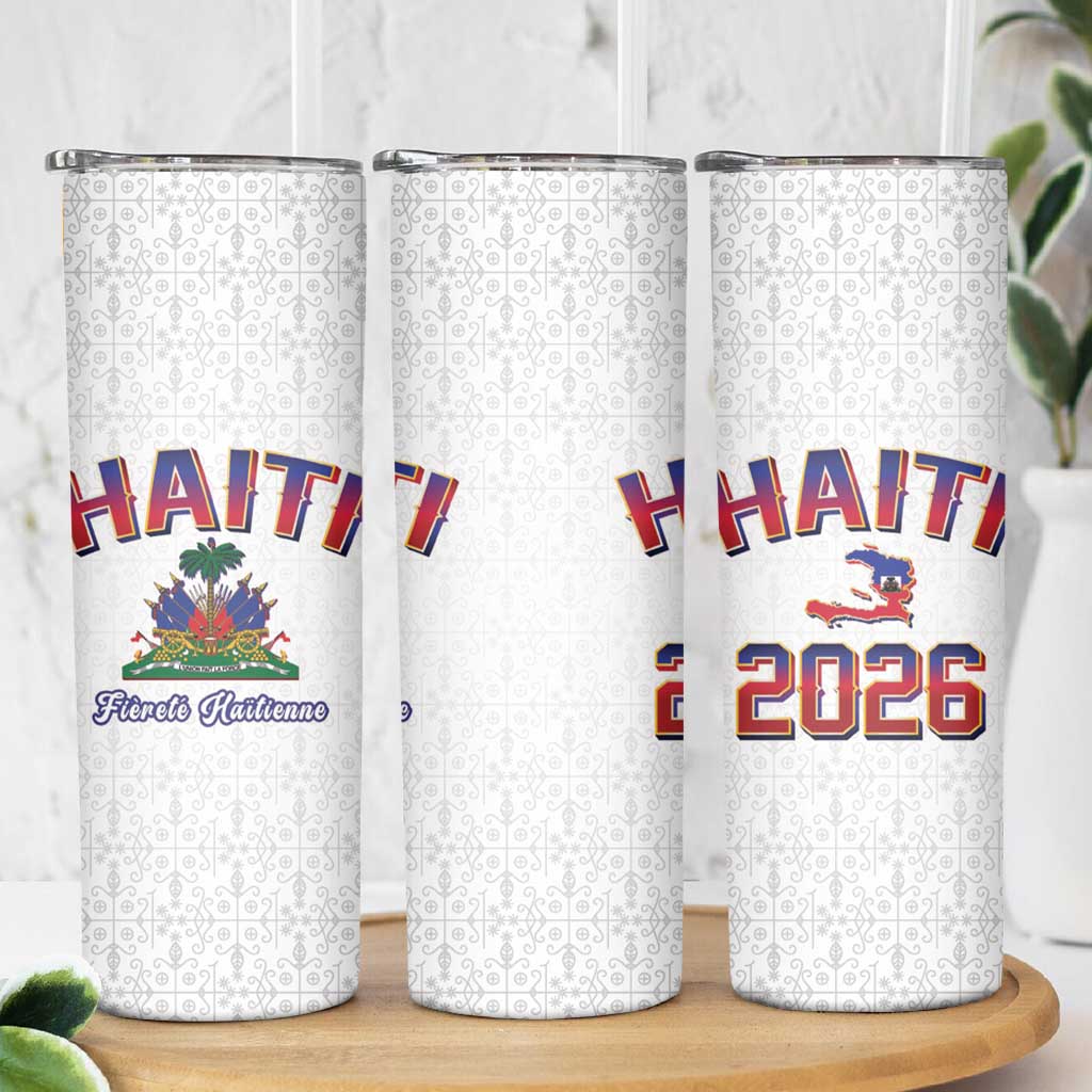 World Football Haiti 2026 Skinny Tumbler Haiti est de Retour White Voodoo Veve Spirits - Wonder Print Shop