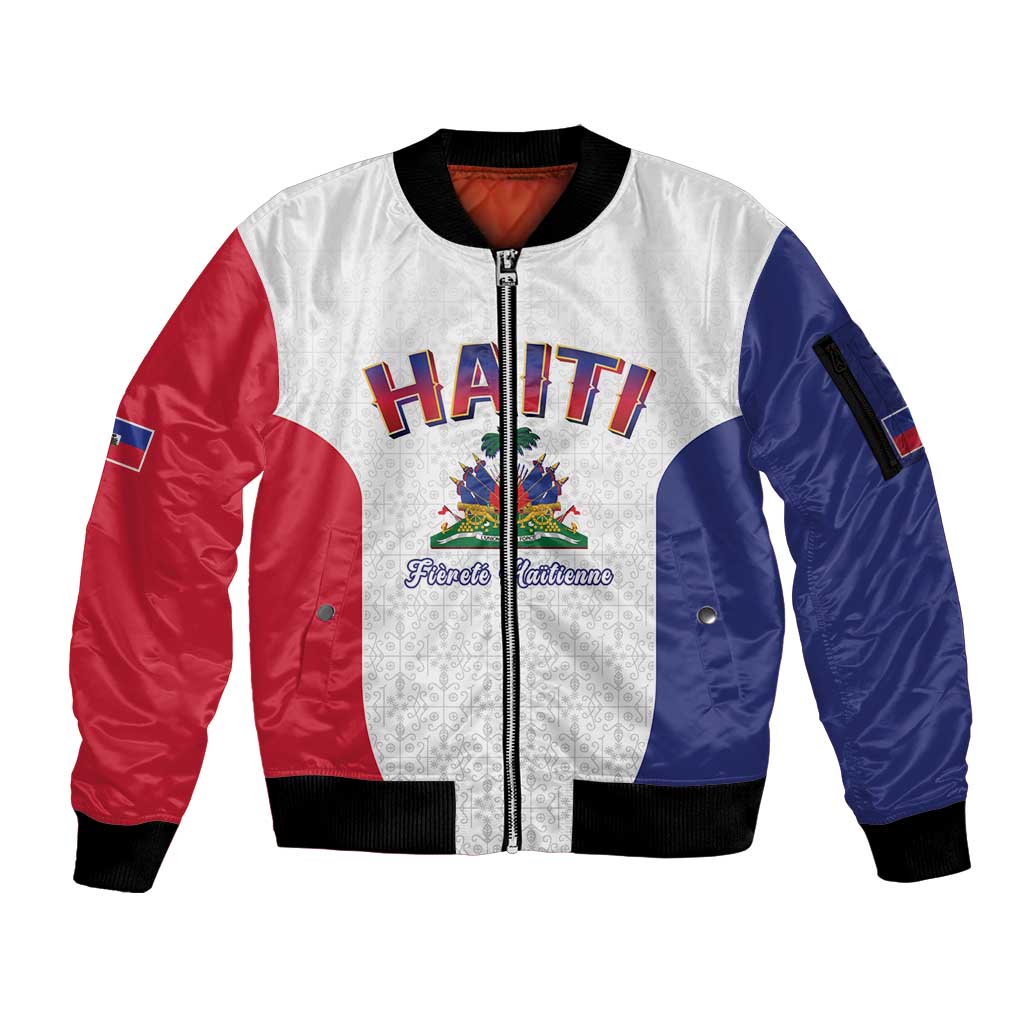World Football Haiti 2026 Sleeve Zip Bomber Jacket Haiti est de Retour White Voodoo Veve Spirits - Wonder Print Shop