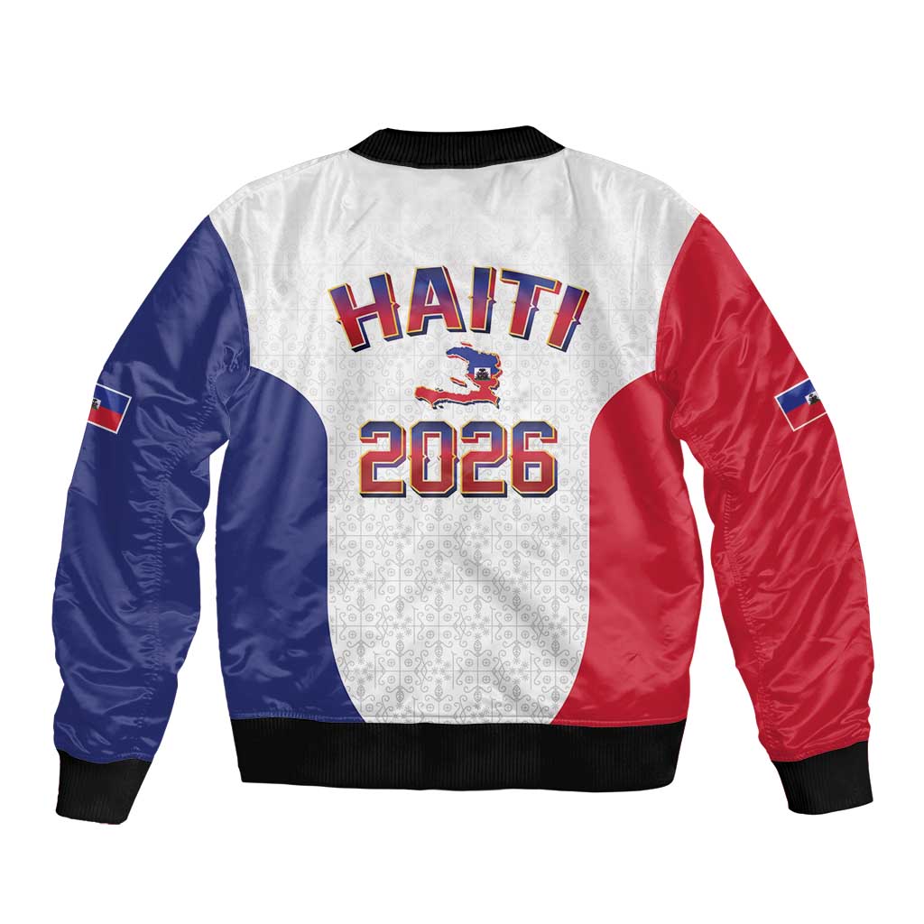 World Football Haiti 2026 Sleeve Zip Bomber Jacket Haiti est de Retour White Voodoo Veve Spirits - Wonder Print Shop