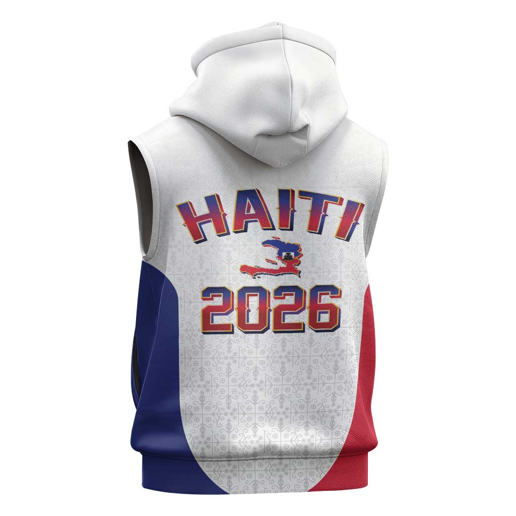 World Football Haiti 2026 Sleeveless Hoodie Haiti est de Retour White Voodoo Veve Spirits - Wonder Print Shop
