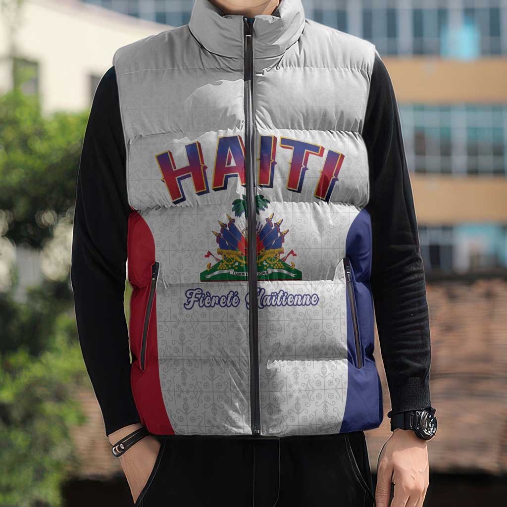World Football Haiti 2026 Sleeveless Puffer Jacket Haiti est de Retour White Voodoo Veve Spirits - Wonder Print Shop