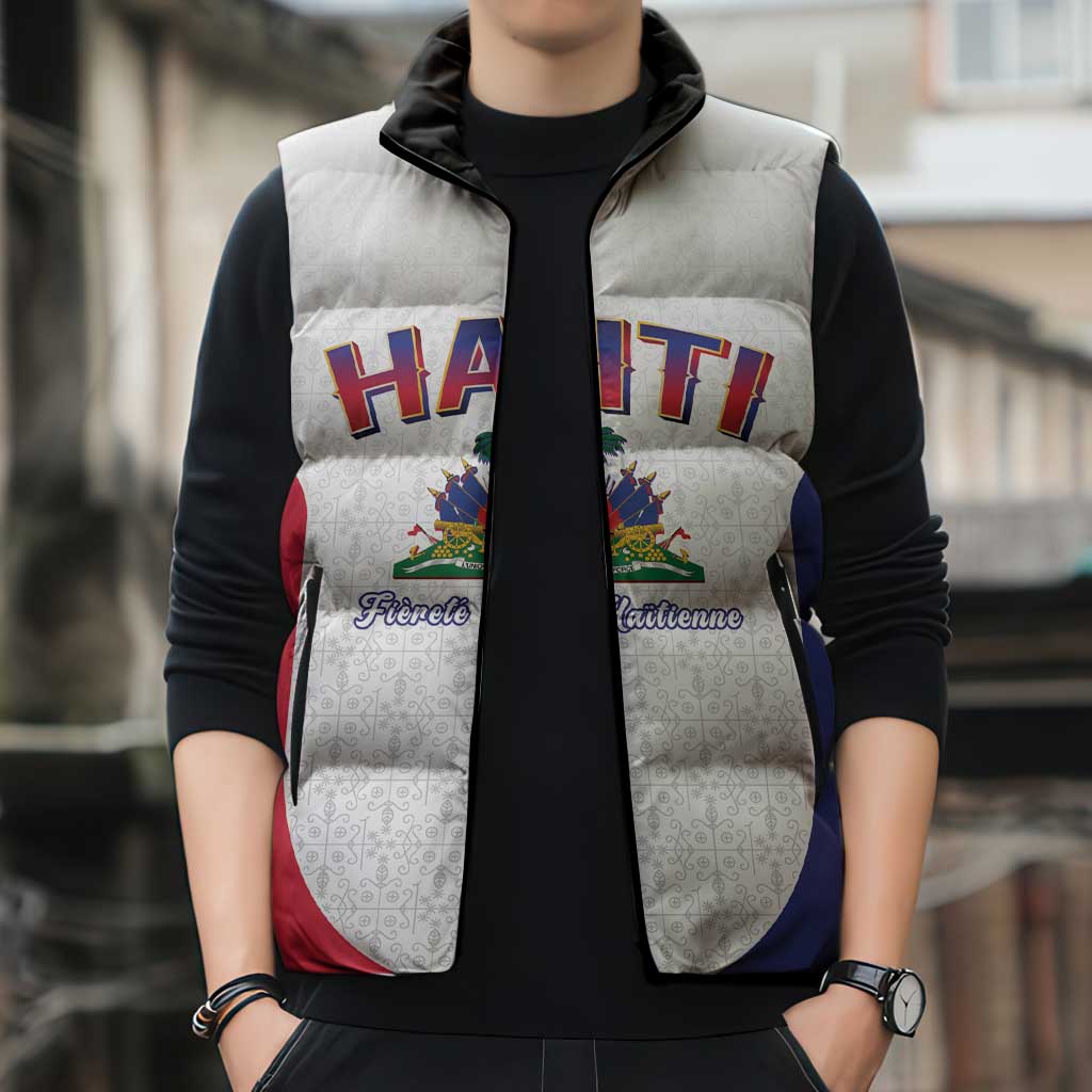 World Football Haiti 2026 Sleeveless Puffer Jacket Haiti est de Retour White Voodoo Veve Spirits - Wonder Print Shop
