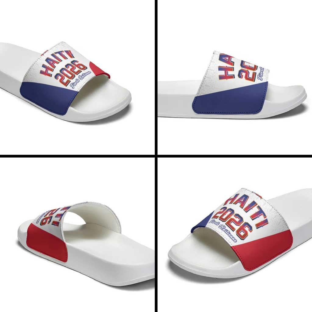 World Football Haiti 2026 Slide Sandals Haiti est de Retour White Voodoo Veve Spirits - Wonder Print Shop