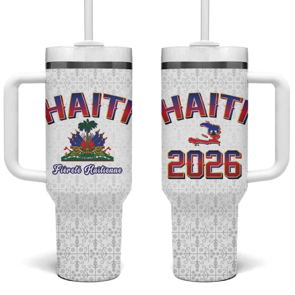 World Football Haiti 2026 Tumbler With Handle Haiti est de Retour White Voodoo Veve Spirits - Wonder Print Shop