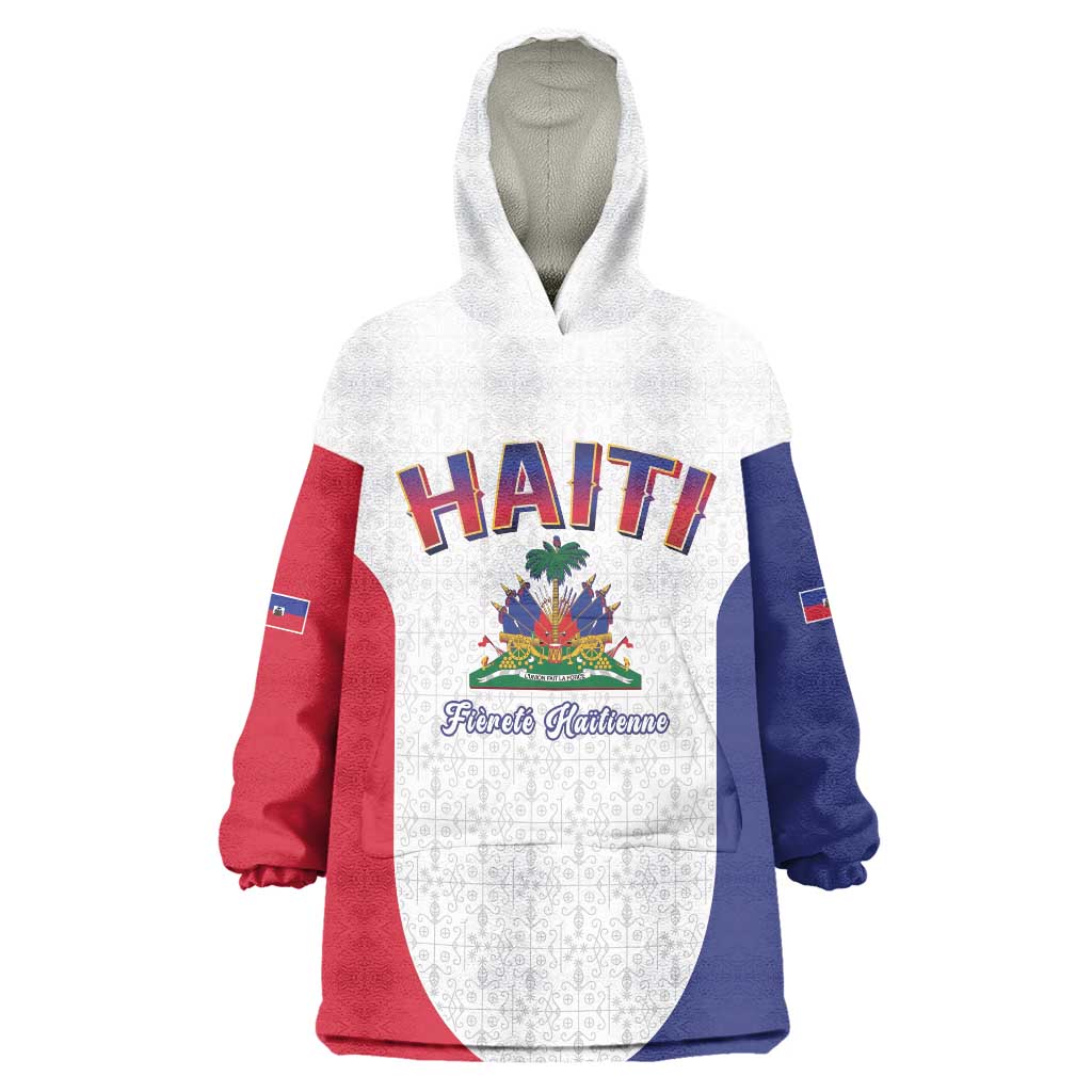 World Football Haiti 2026 Wearable Blanket Hoodie Haiti est de Retour White Voodoo Veve Spirits - Wonder Print Shop