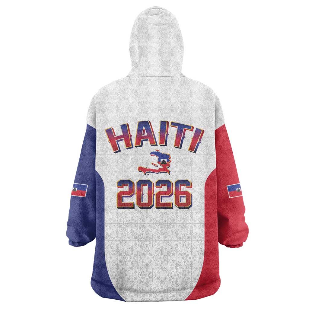 World Football Haiti 2026 Wearable Blanket Hoodie Haiti est de Retour White Voodoo Veve Spirits - Wonder Print Shop