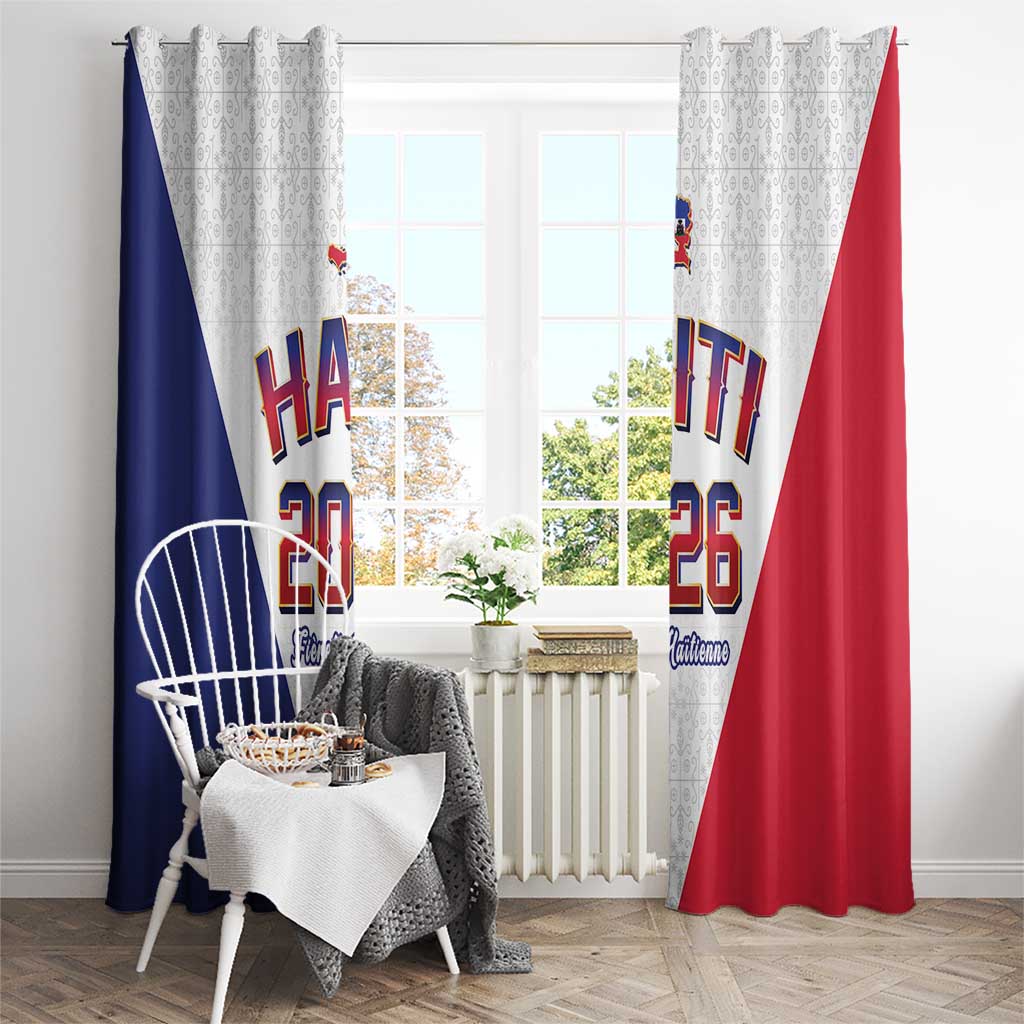 World Football Haiti 2026 Window Curtain Haiti est de Retour White Voodoo Veve Spirits - Wonder Print Shop