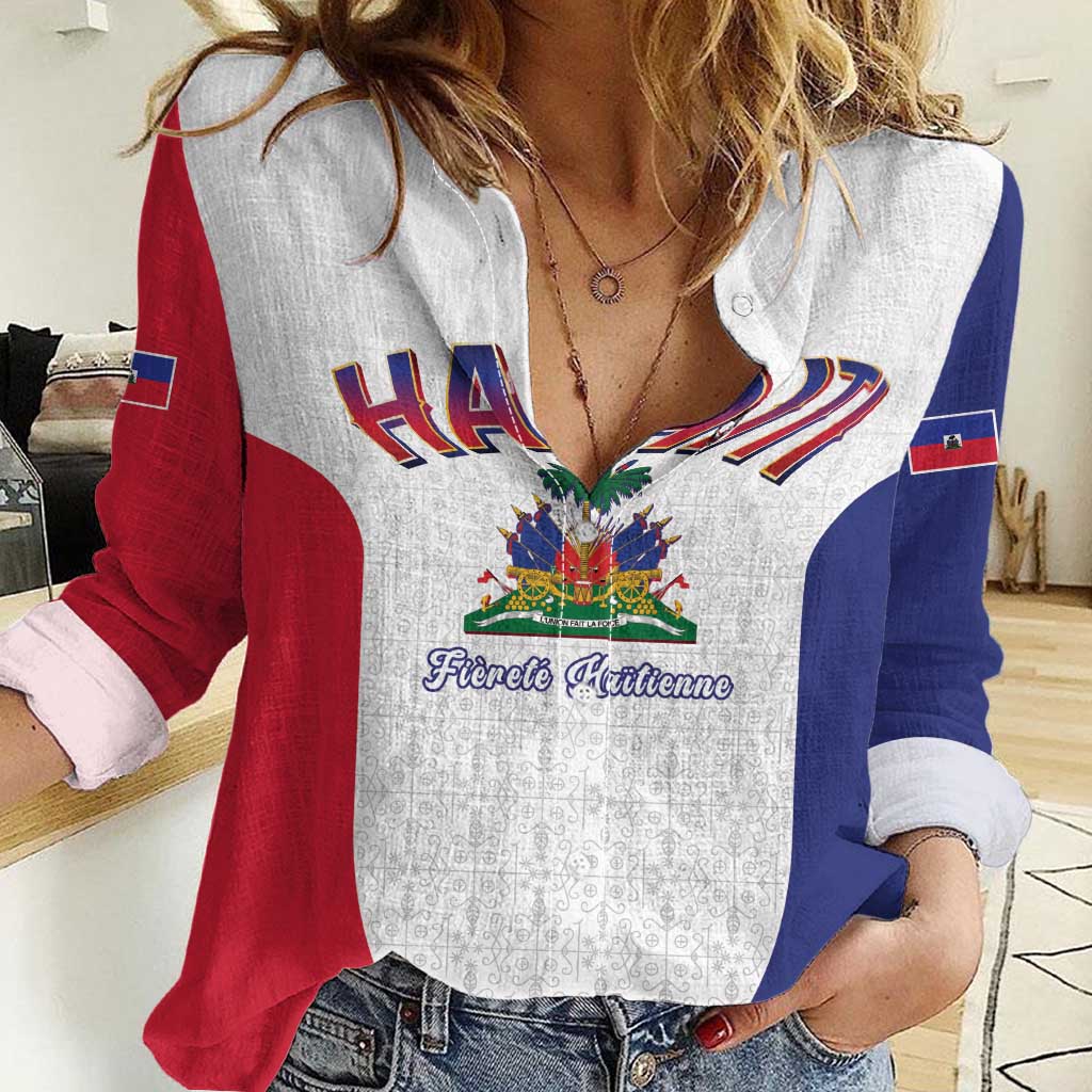 World Football Haiti 2026 Women Casual Shirt Haiti est de Retour White Voodoo Veve Spirits - Wonder Print Shop