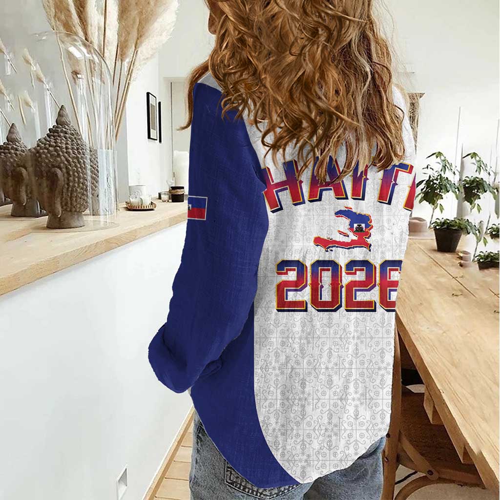 World Football Haiti 2026 Women Casual Shirt Haiti est de Retour White Voodoo Veve Spirits - Wonder Print Shop