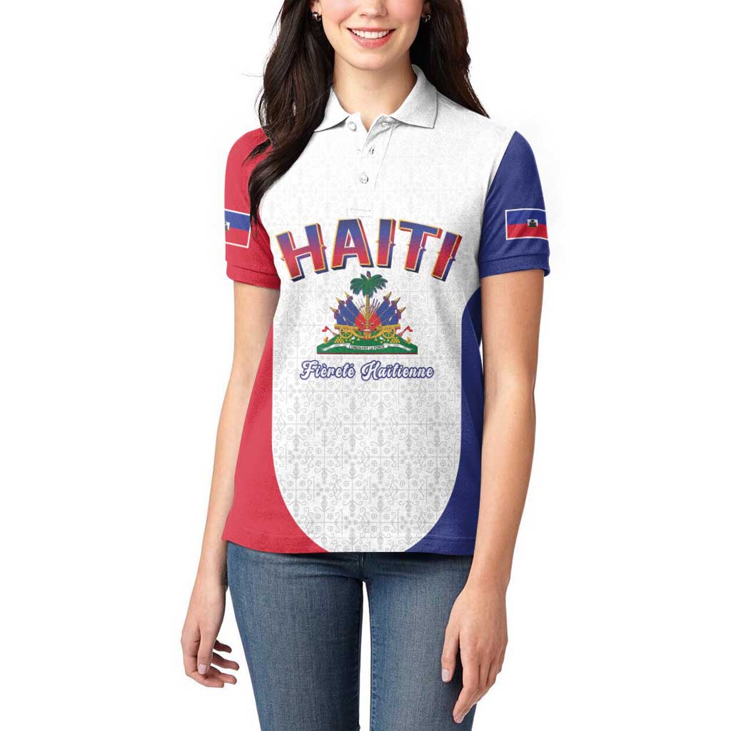 World Football Haiti 2026 Women Polo Shirt Haiti est de Retour White Voodoo Veve Spirits - Wonder Print Shop