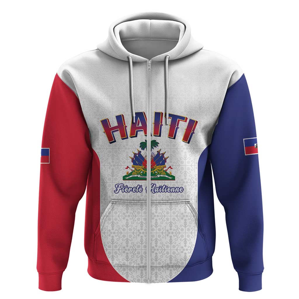 World Football Haiti 2026 Zip Hoodie Haiti est de Retour White Voodoo Veve Spirits - Wonder Print Shop