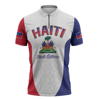 World Football Haiti 2026 Zipper Polo Shirt Haiti est de Retour White Voodoo Veve Spirits - Wonder Print Shop