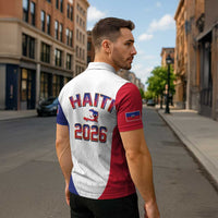 World Football Haiti 2026 Zipper Polo Shirt Haiti est de Retour White Voodoo Veve Spirits - Wonder Print Shop