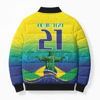 Custom Brazil WC26 Future Champions Bomber Puffer Jacket Brasil Rumo Ao Hexa - Wonder Print Shop