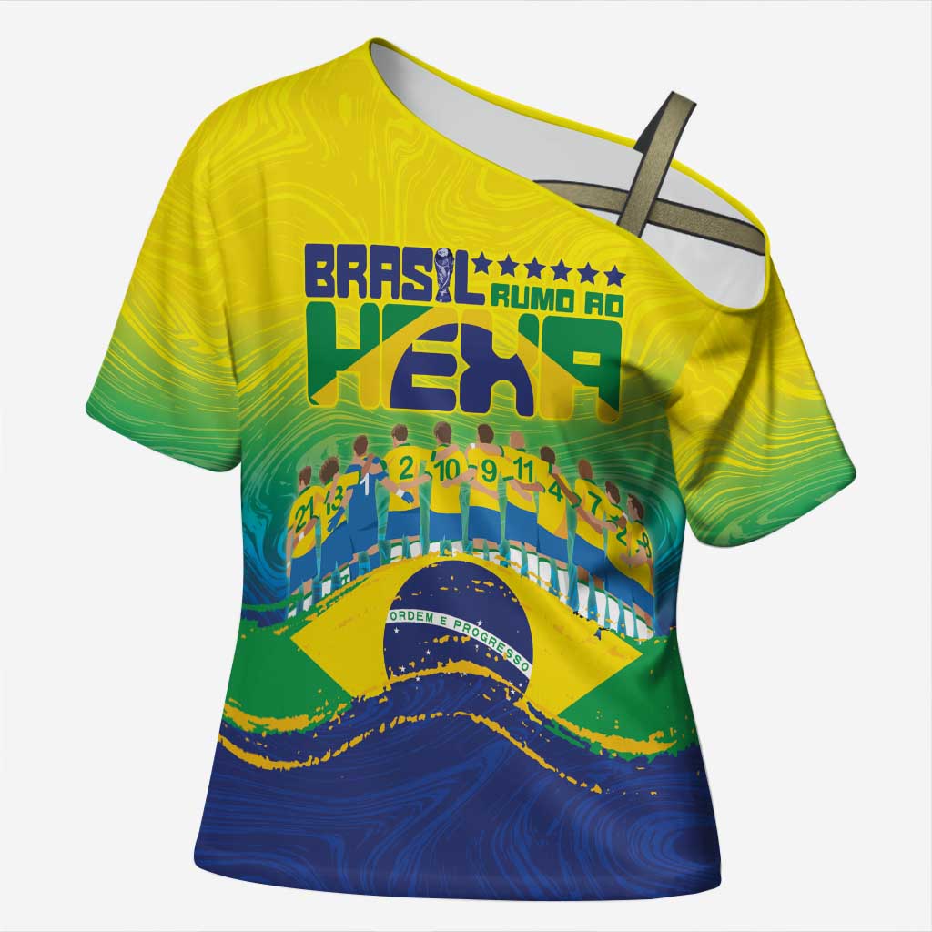 Custom Brazil WC26 Future Champions Cross Shoulder Shirt Brasil Rumo Ao Hexa - Wonder Print Shop