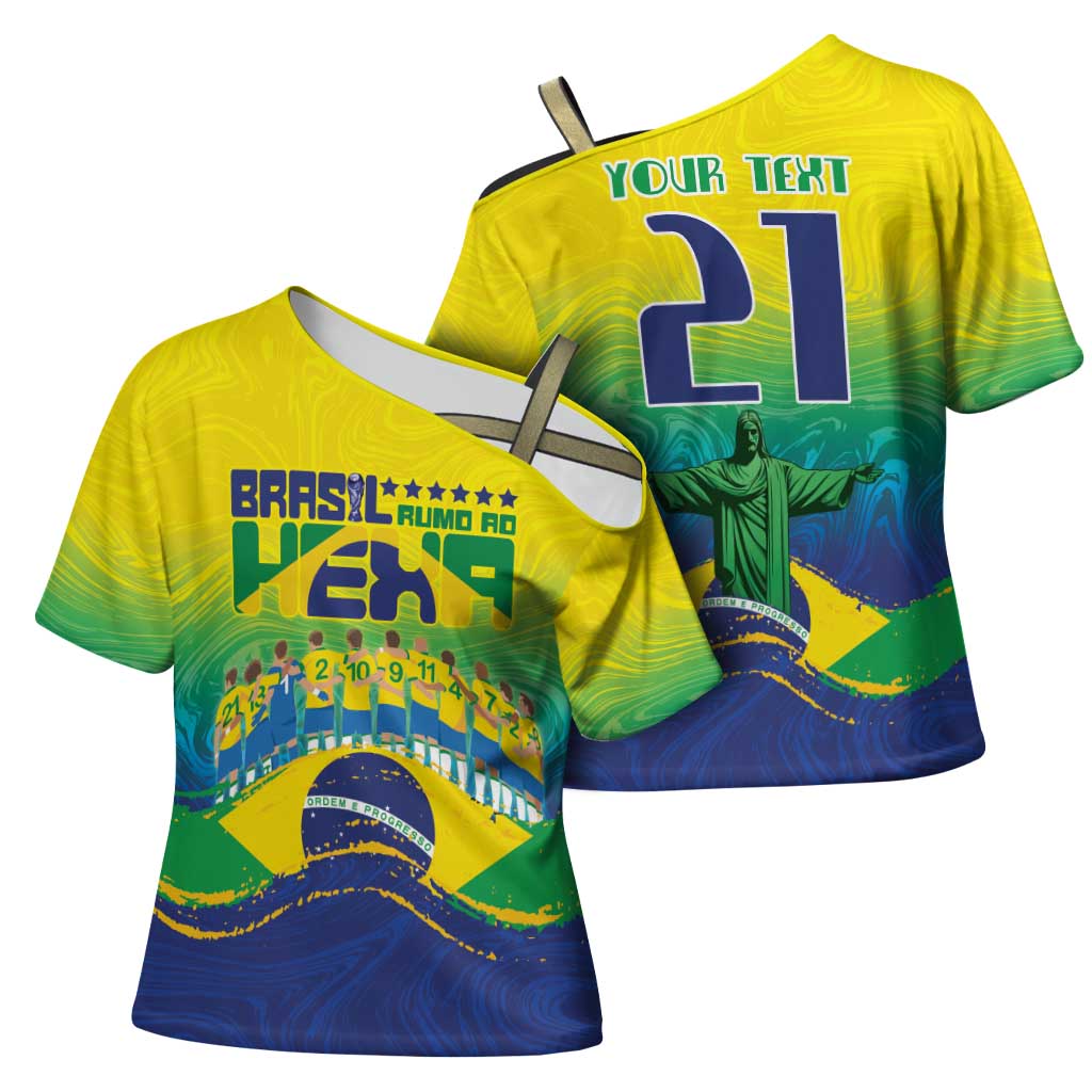 Custom Brazil WC26 Future Champions Cross Shoulder Shirt Brasil Rumo Ao Hexa - Wonder Print Shop