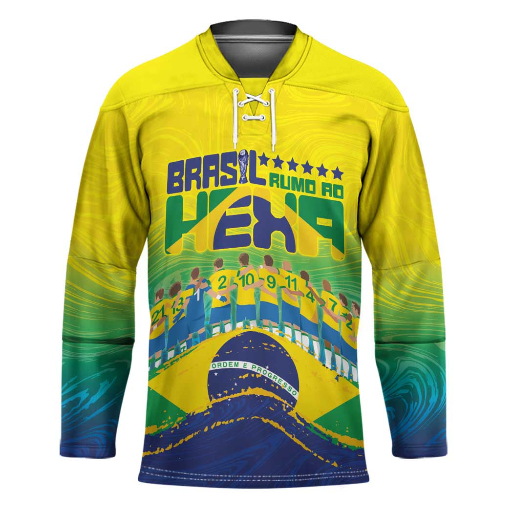 Custom Brazil WC26 Future Champions Hockey Jersey Brasil Rumo Ao Hexa - Wonder Print Shop