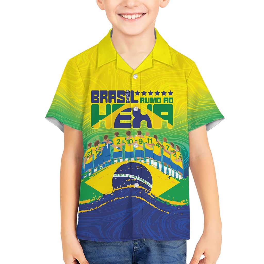 Custom Brazil WC26 Future Champions Kid Hawaiian Shirt Brasil Rumo Ao Hexa - Wonder Print Shop