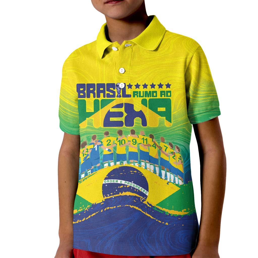 Custom Brazil WC26 Future Champions Kid Polo Shirt Brasil Rumo Ao Hexa - Wonder Print Shop
