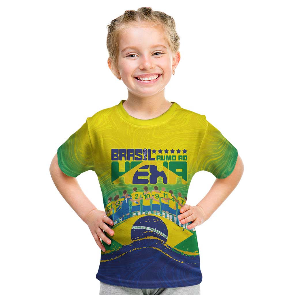 Custom Brazil WC26 Future Champions Kid T Shirt Brasil Rumo Ao Hexa - Wonder Print Shop