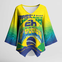 Custom Brazil WC26 Future Champions Kimono Sleeve Blouse Brasil Rumo Ao Hexa - Wonder Print Shop