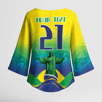 Custom Brazil WC26 Future Champions Kimono Sleeve Blouse Brasil Rumo Ao Hexa - Wonder Print Shop