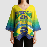 Custom Brazil WC26 Future Champions Kimono Sleeve Blouse Brasil Rumo Ao Hexa - Wonder Print Shop