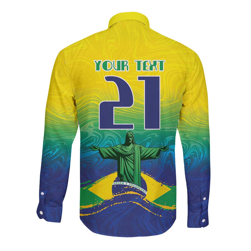 Custom Brazil WC26 Future Champions Long Sleeve Button Shirt Brasil Rumo Ao Hexa - Wonder Print Shop